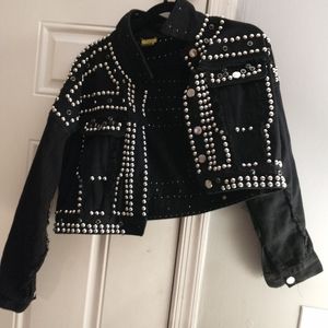 Black studded jean jacket